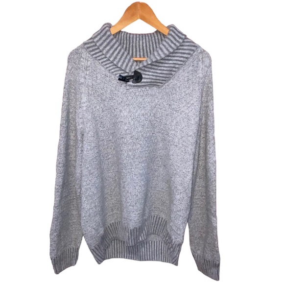 H & M Shawl Neck Wool Blend Gray Knit Sweater - Men’s Large - Picture 7 of 13